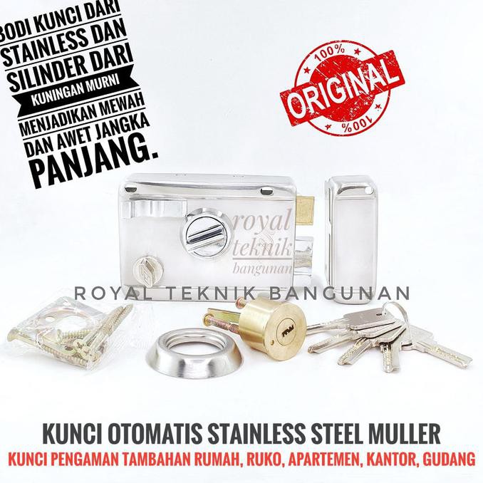 Best Seller - Muller Kunci Otomatis 853 Ss Stainless / Pintu Besi Gerbang / Garasi