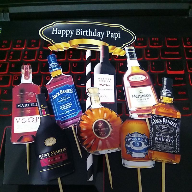 cake topper hiasan kue botol minum dewasa minuman