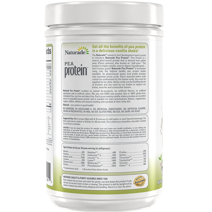 

Kkeanashop Naturade, Pea Protein, Vanilla, 15.6 Oz (444 G)