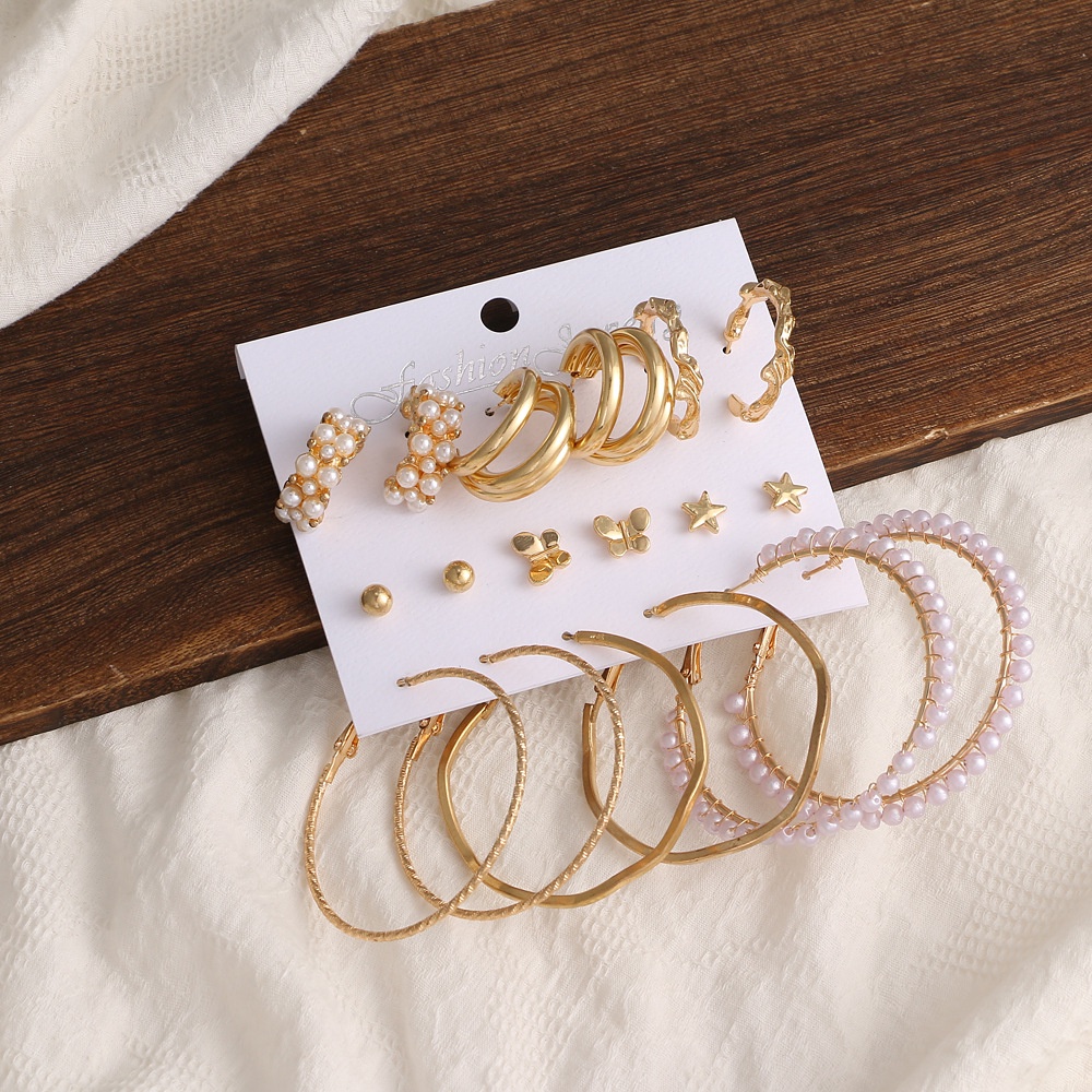 18pcsset Anting Tusuktindik Aneka Desain Warna Gold Gaya Retro Untuk Wanita