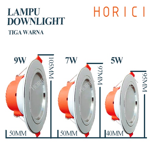 Lampu LED DownLight 3 warna 220V-Lampu Indoor/Ruang Tamu BODY SILVER &amp; GOLD