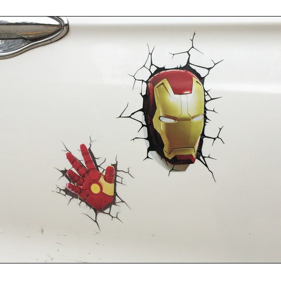 Tempelan Stiker Body Mobil 3D Avanger Ironman Hulk Captain America Spiderman Batman Baseball Thor