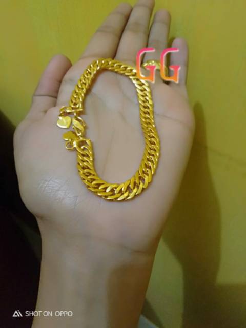 Gelang susun sirih dobel lapis emas 24 hrg glg sj