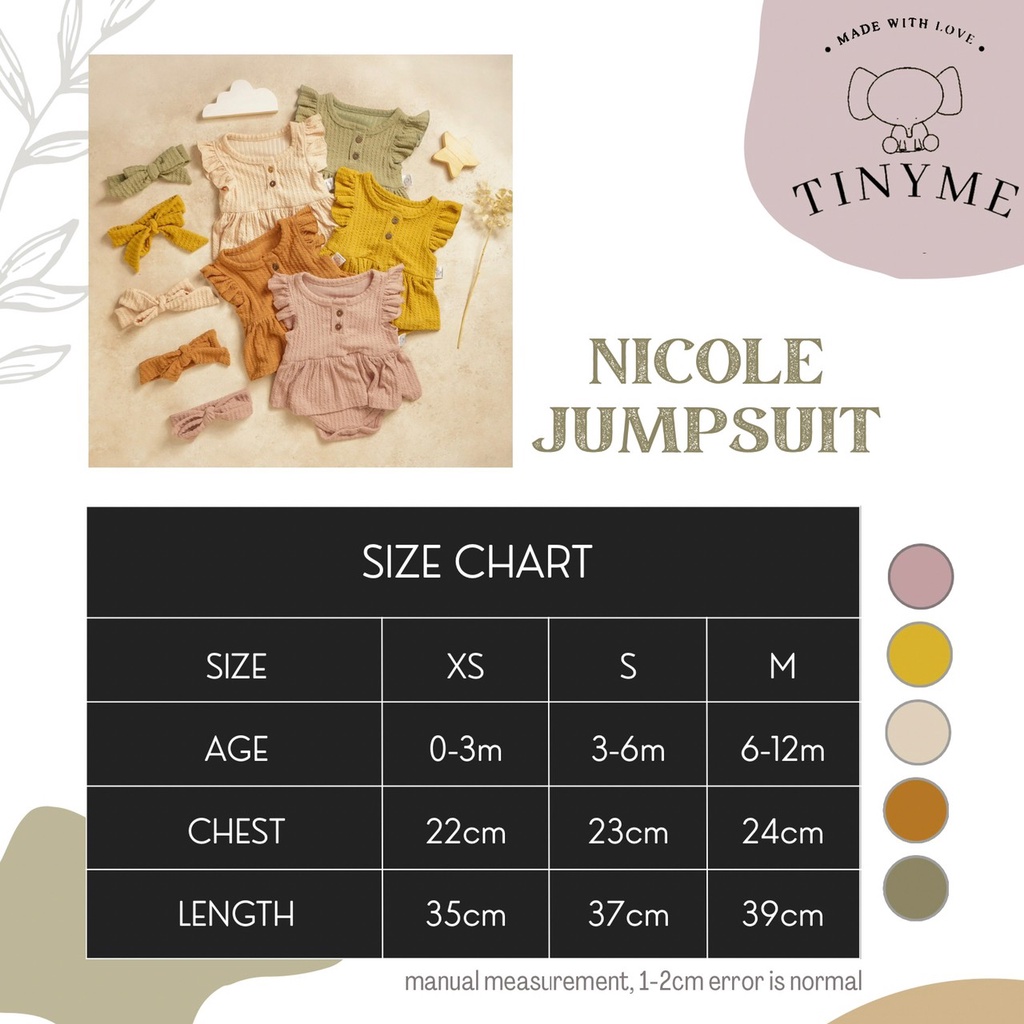 TINYME (free bandana) 0-12bln JUMPER RUFFLE BASIC BAYI | JUMPSUIT ROMPER BAJU PAKAIAN ANAK BABY catalog TMTM Nicole