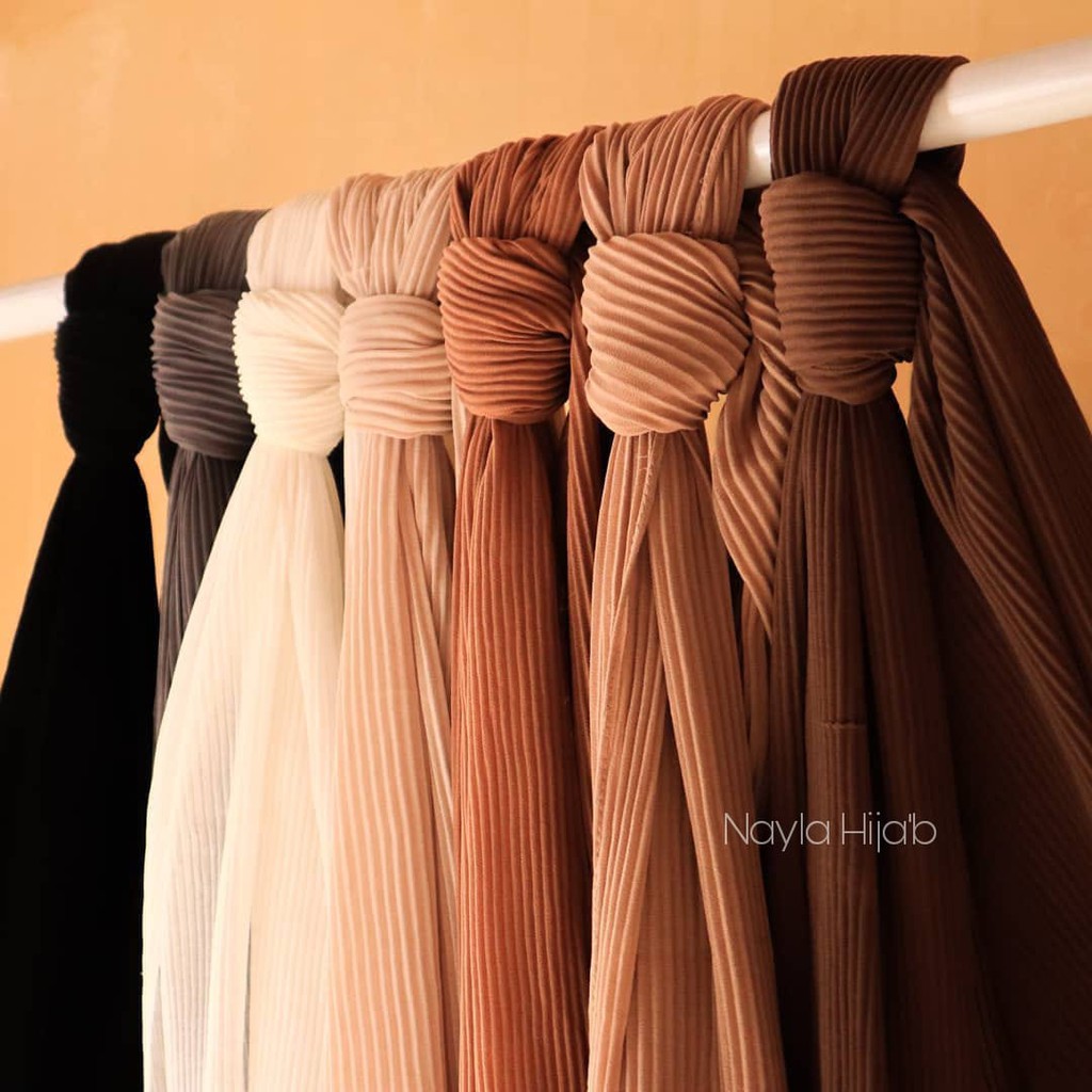Pashmina Full Plisket Lidi Ceruty BabyDoll Hijab Pashmina Plisket Kerudung Plisket Termurah Nayla Hija'b