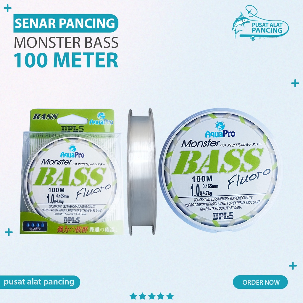 Senar Pancing Monster Bass 100M Tali Pancing Brand AquaPro Senar Monster Bass Fluoro Japan Fishing line Nylon Premium Quality