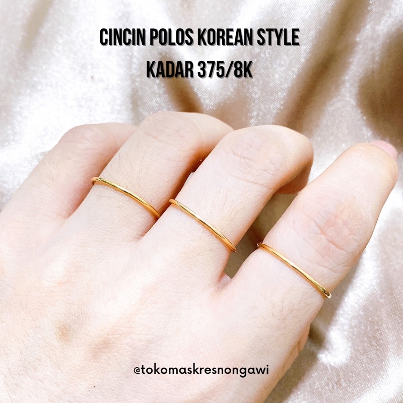 cincin emas polos korean style kadar 375/8k