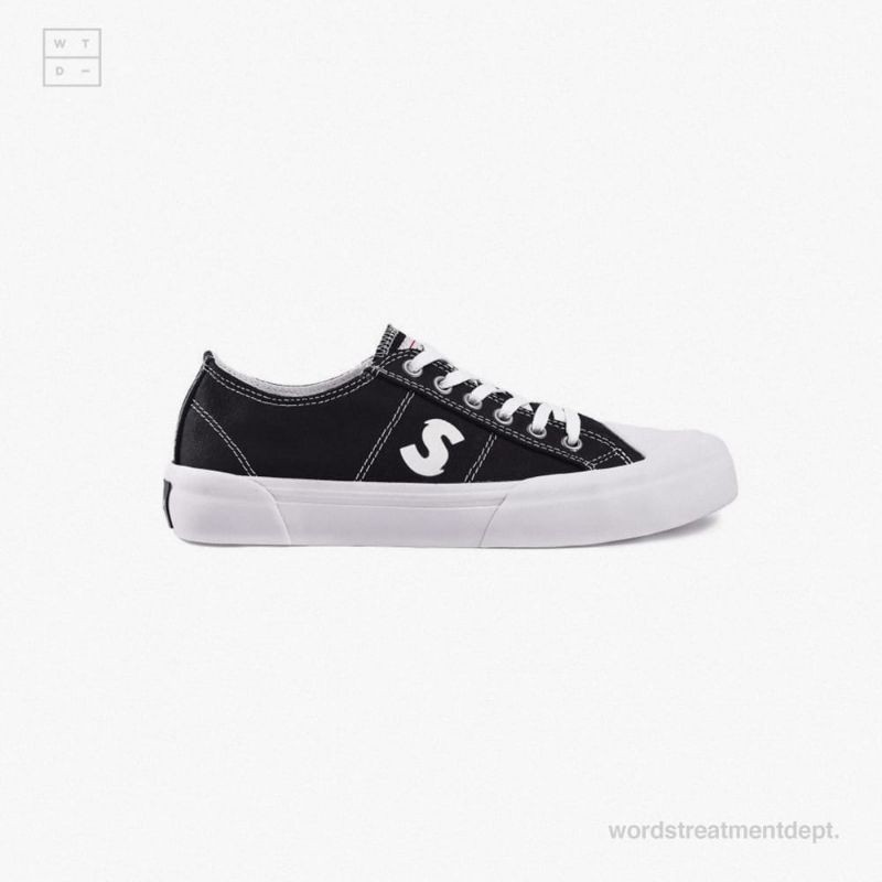 Sepatu Shining Bright - Shine Black White Low