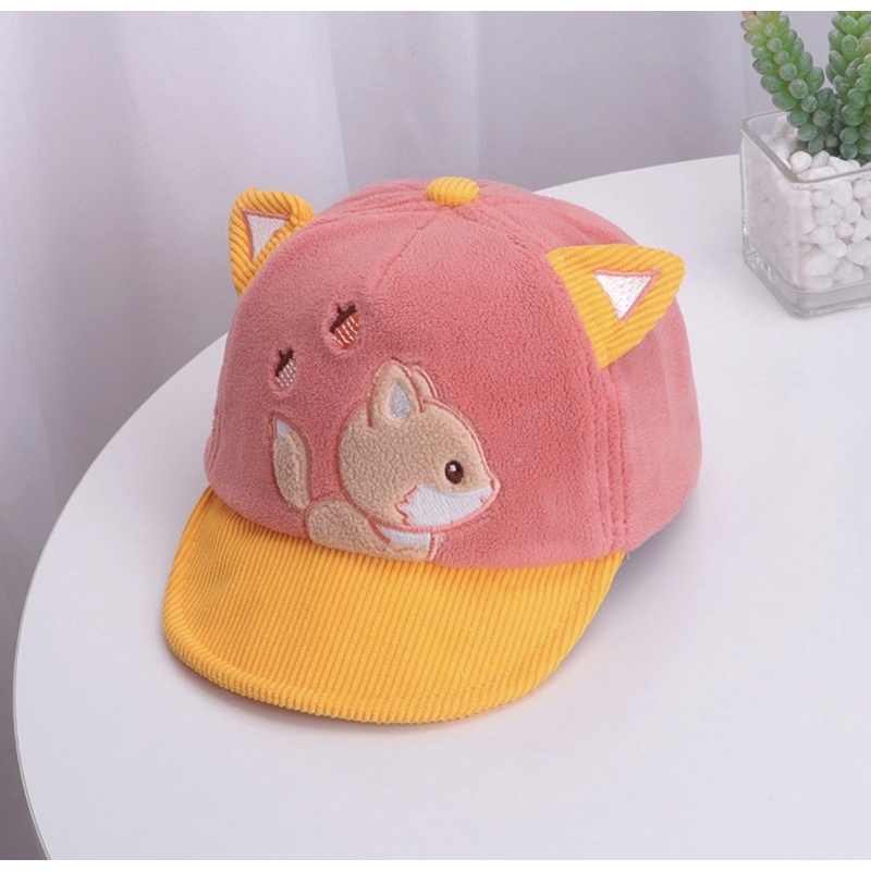 Topi Baseball Anak Bayi Squirrel Untuk Anak Laki Laki Anak  / Baby Baseball Hat-Pink tua