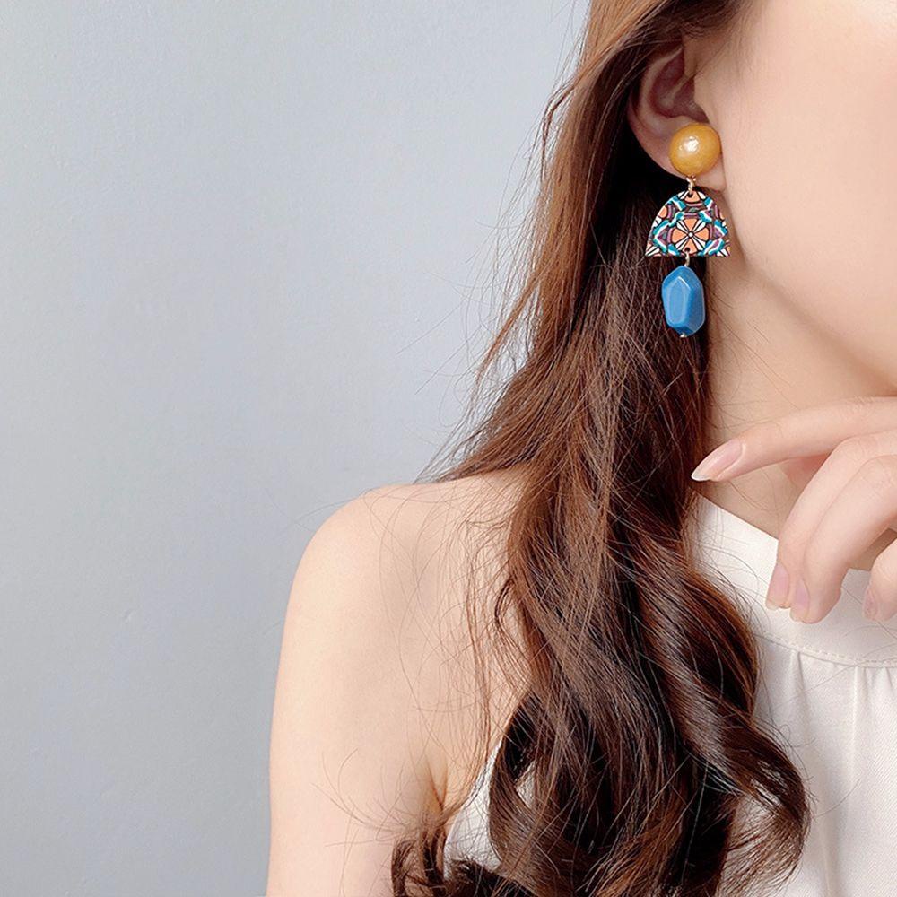 Anting Klip Menjuntai Gaya Retro Korea Bahan Silver Needle Untuk Wanita