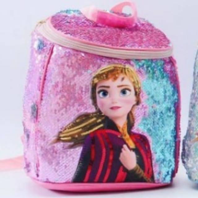 TAS RANSEL ANAK PEREMPUAN MURAH IMPORT FLIP SEQUIN LAMPU ANNA FROZEN