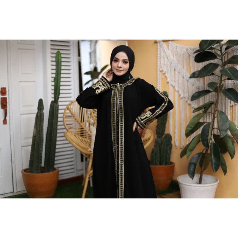 GALLERY EXCLUSIVE ABAYA HITAM GAMIS INNAYA ( RESLETING DEPAN BUSUI )