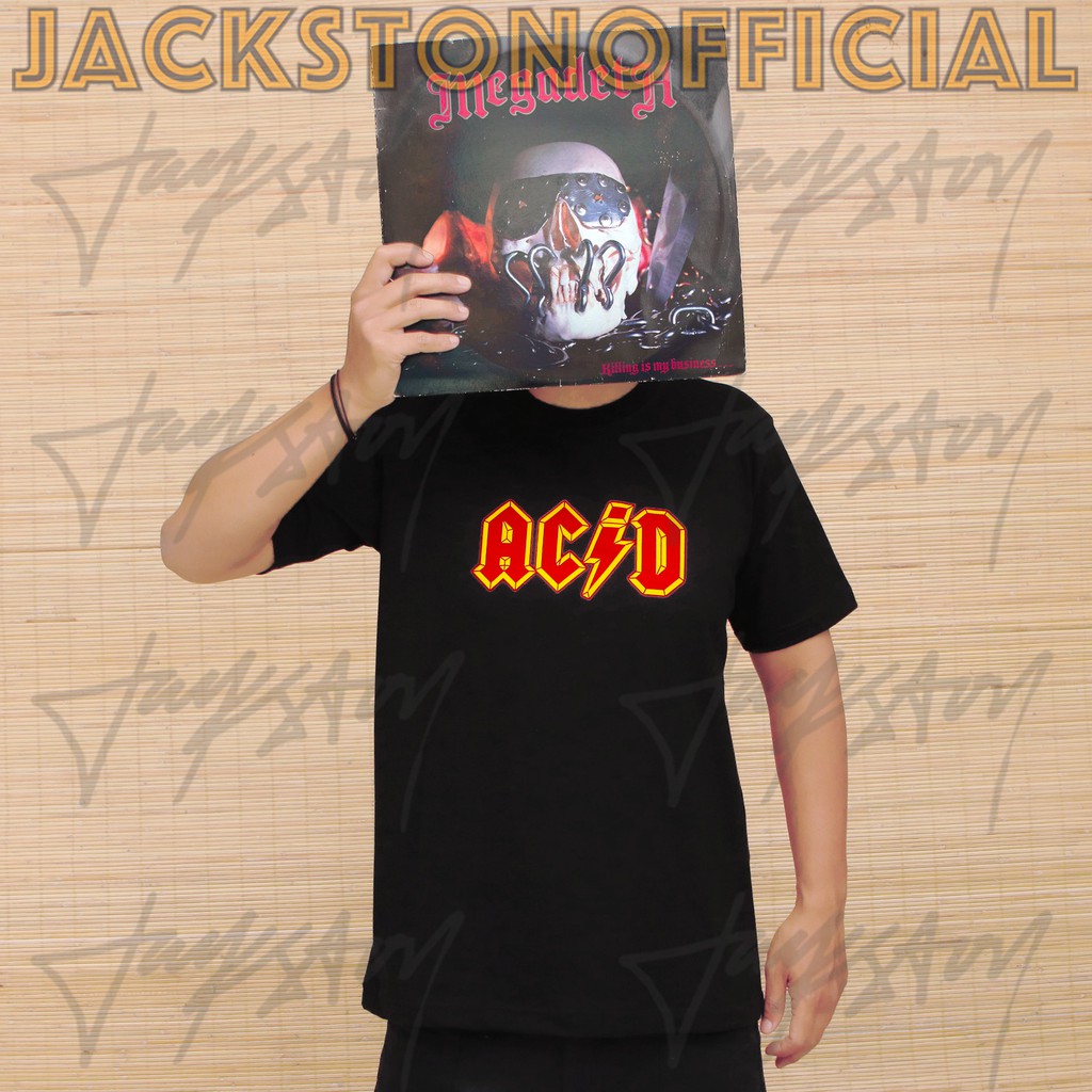TANYA STOCK DAHULU .ACDC ACID Kaos Band Jackston KW Super Dagelan Plesetan Baju Skater LSD Shrooms