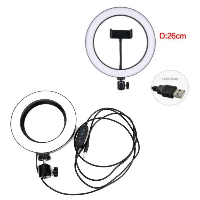 Lampu Ring light Selfie LED 26Cm 10Inch 3Mode Live Streaming Ringselfie