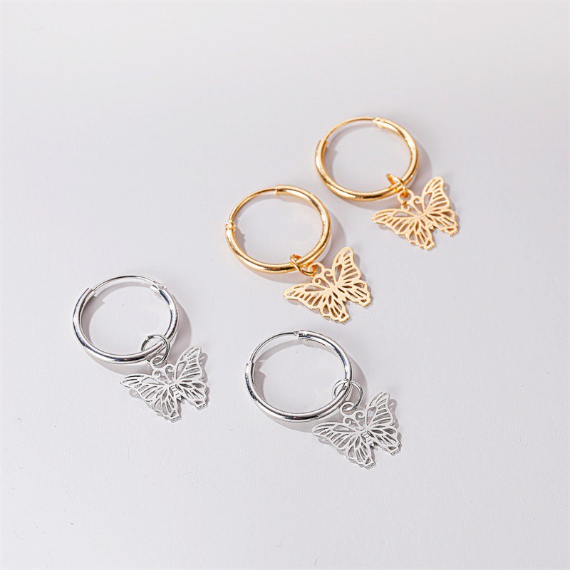 Anting Kupu-Kupu Manis Sederhana Anting Klip Guntingan Prancis Anting-Anting Aksesoris Fashion