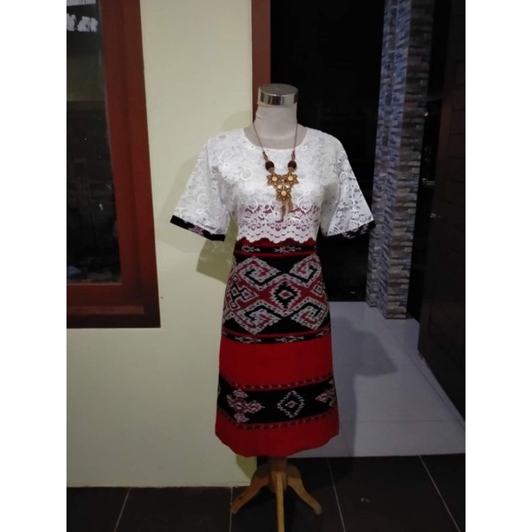 DRESS BROKAT TENUN FASHION TROSO JEPARA, DRESS CASUAL BROKAT TENUN ETNIK JEPARA, DRESS TENUN KOMBINA