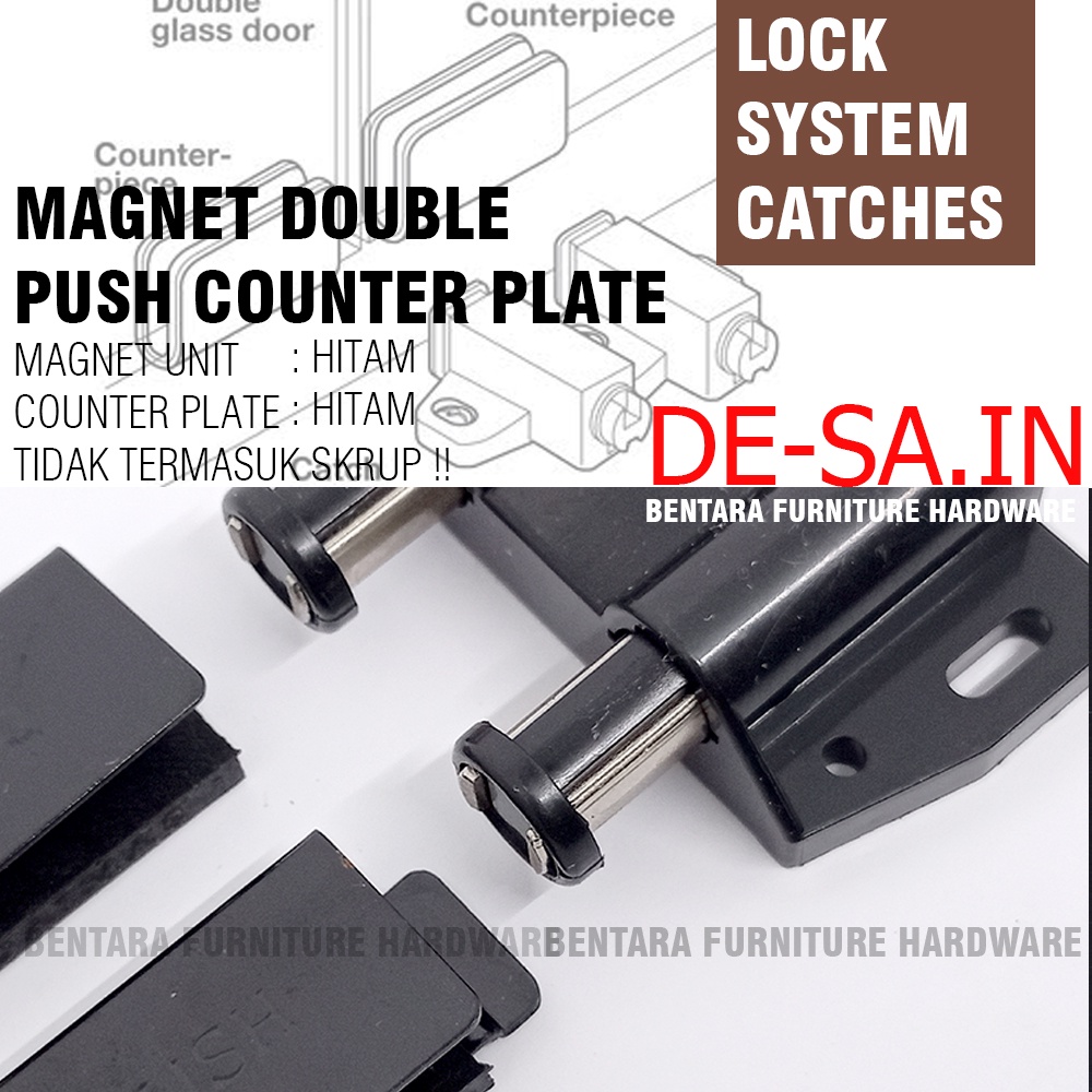 KECES DOBEL MAGNET PINTU KACA KABINET  - PUSH DOUBLE MAGNETIC LATCH CATCH GLASS DOOR