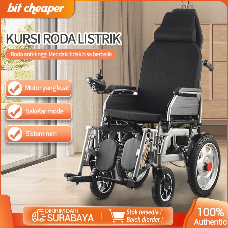 Kursi roda listrik remote control / kursi roda medis elektrik berbaring datar 30 ° mendaki daya tahan baterai 15 km