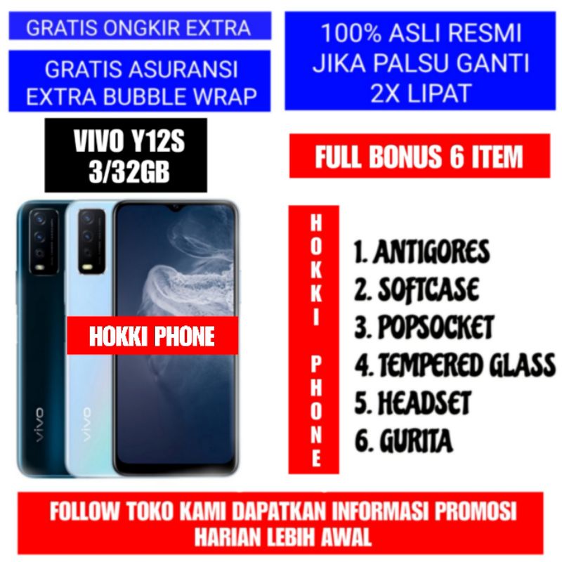 VIVO Y12S RAM 3GB ROM 32GB GARANSI RESMI VIVO 1 TAHUN