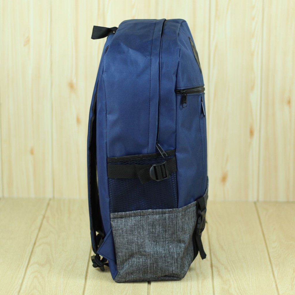 Tas Ransel Model Distro Miring Navy Abu Back Pack Wanita Pria Unisex