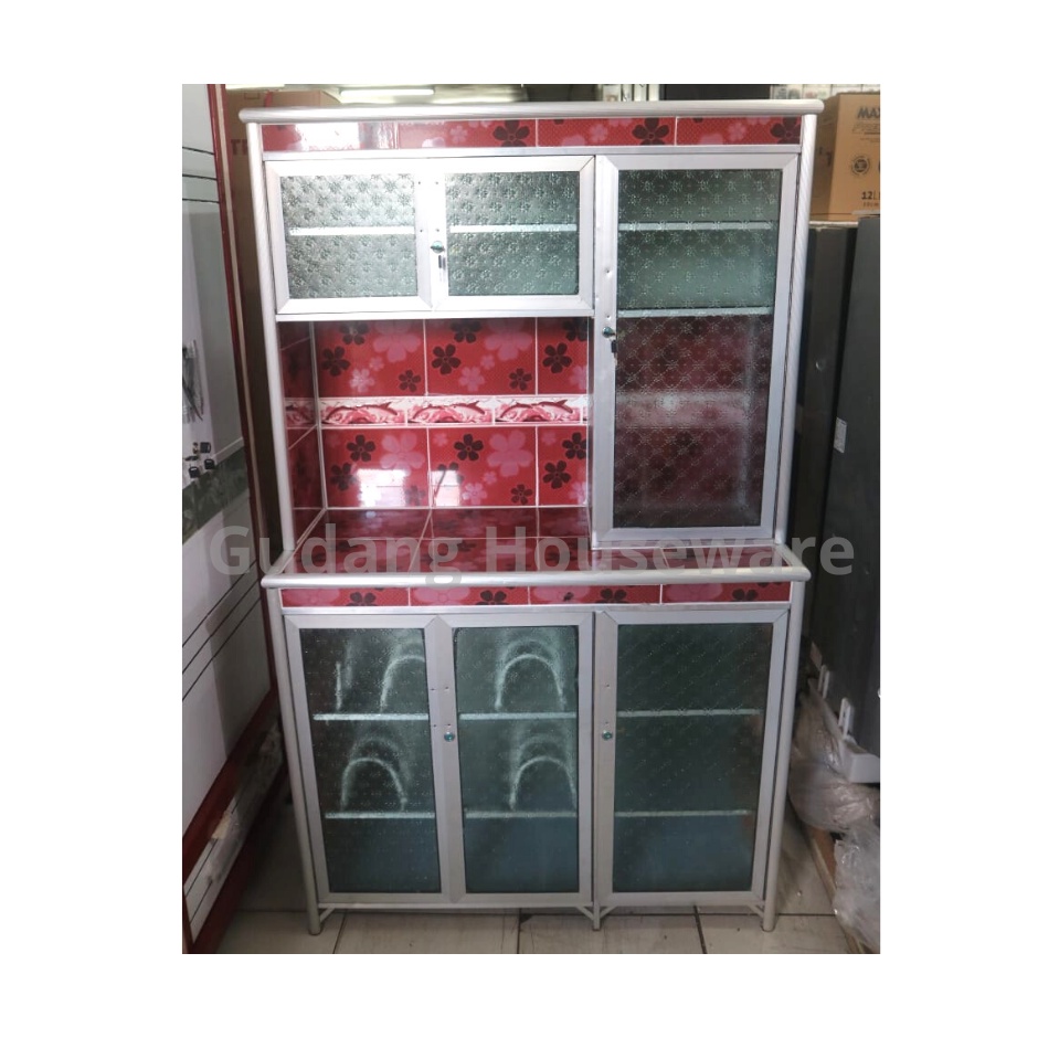 Rak Piring Super 3Pintu Gendong | Rak Piring Gambar | Rak piring Modern | Lemari Piring | Lemari Ser