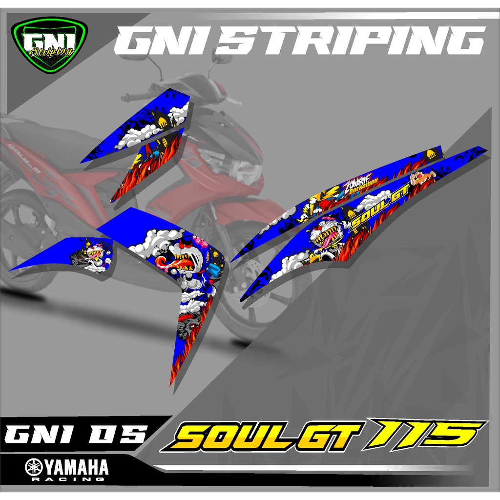 [COD] Sticker Striping Variasi Aksesoris Motor Mio Soul GT 155 Keren Desain Doraemon zombie GNI 005