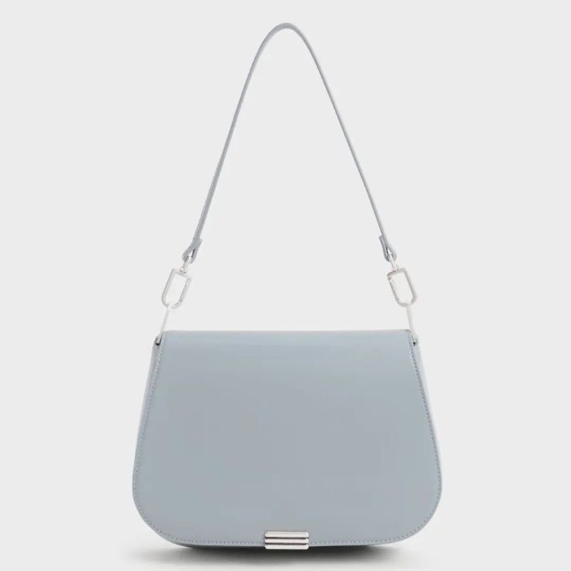 CK Linear Metallic Accent Shoulder Bag