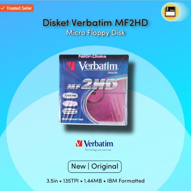 Disket Verbatim 2HD Neon Floppy Disk Diskettes