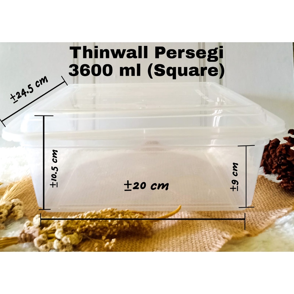 Thinwall Persegi 3600 ml Harga Grosir - Wadah Kotak Kue - Square SQ