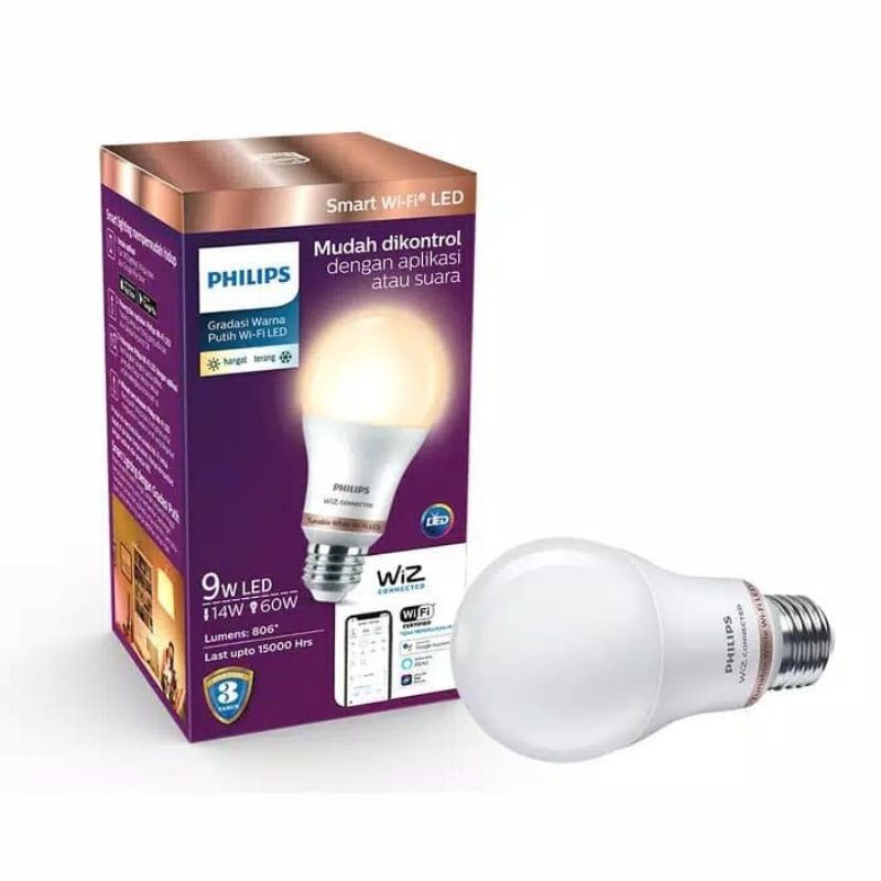Lampu LED Philips Smart WiFi 9 watt - Tunable white - Putih
