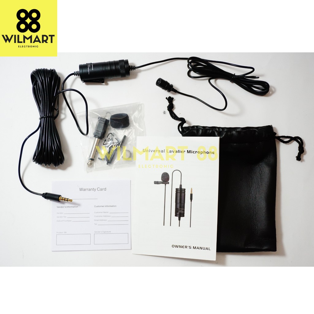 Mikrofon Clip On 3.5mm Lavalier Mic rophone Smartphone Camera, DSLR, Camcorders, Audio Recorder PC