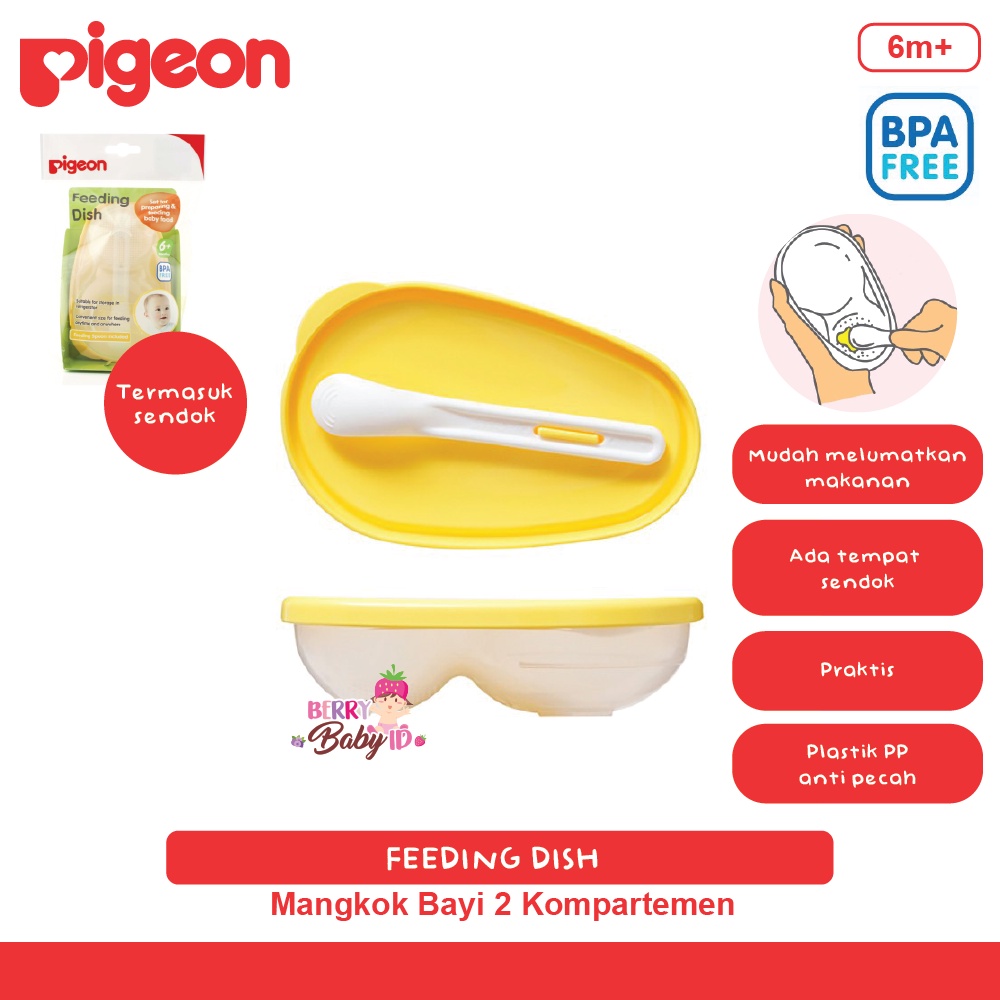 Pigeon Feeding Dish Bowl Mangkok MPASI Bayi Grinder Wadah Makan Sendok Berry Mart