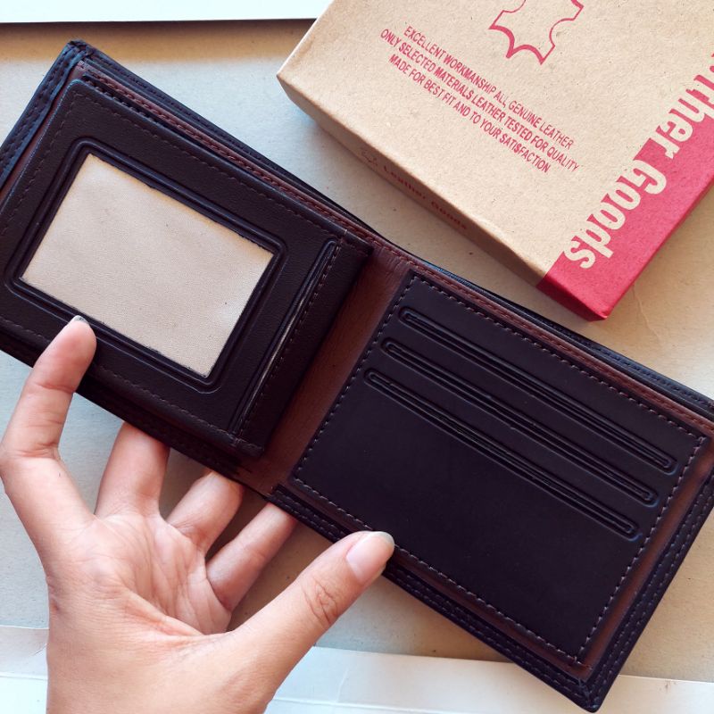 Dompet Pria Kulit Sintetis Branded Fashion Lvs Hitam Lipat