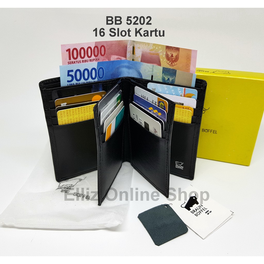 Dompet Pria Braun Buffel 5202 Black - Berdiri - Kulit Import - 16 Card