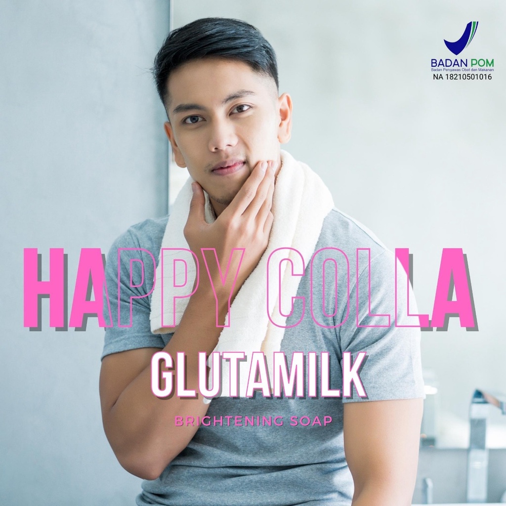 Sabun Happy Colla Glutamilk BPOM Sabun Susu Kambing Pencerah Pemutih Kulit Wajah Tubuh Badan HappyColla Gluta Milk Brightening Soap Whitening Sabun Susu HappyColla Pembersih Pelembab Kulit Wajah Tubuh Badan