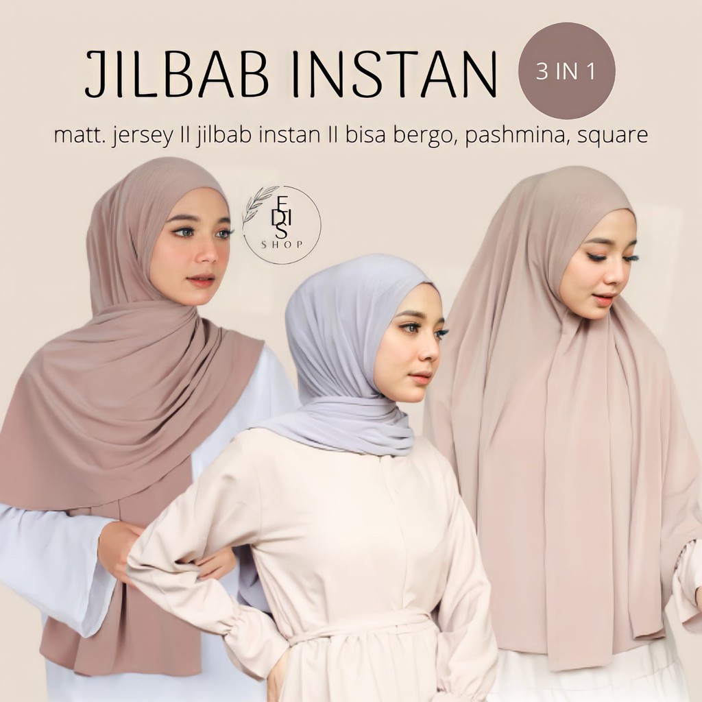 Pashmina Instan Jersey Premium/PASHMINA KHIMAR INSTAN HANUM 3 IN 1/BERGO RASA PASHMINA