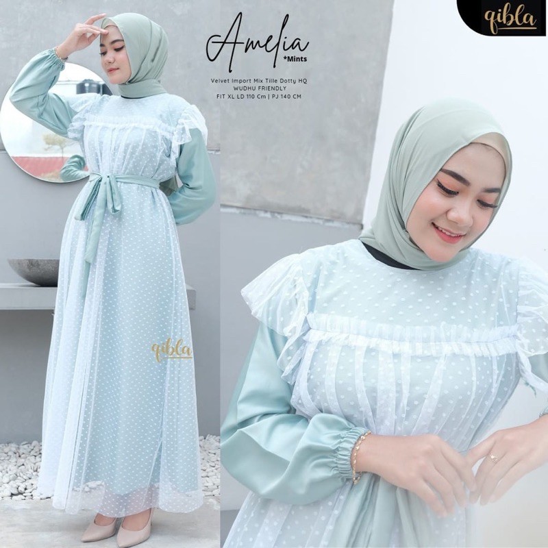 MIRA DRESS TILE DOTY - BRUKAT PARTY GAMIS MAXY REMAJA BROKAT IMPORT WANITA MUSLIM KONDANGAN KEKINIAN