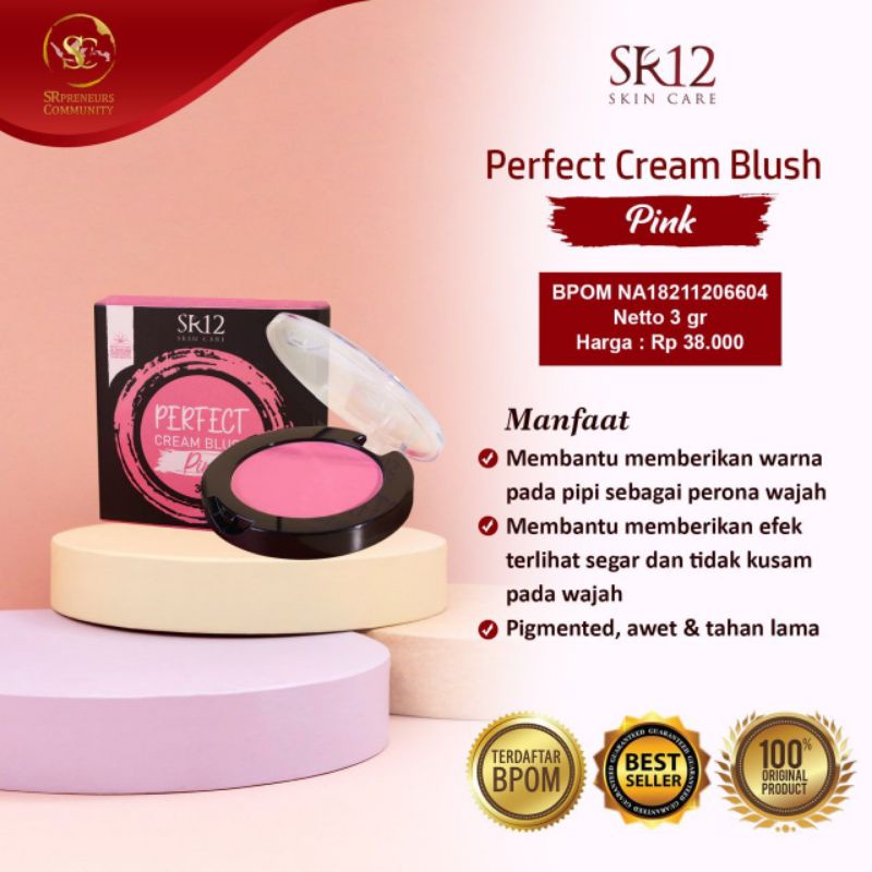 PERFECT CREAM BRUSH PEACH SR12 / Perfect Cream Blush PINK SR12 HERBAL SKINCARE  / BLUSH ON SR12 / BLAS ON SR12