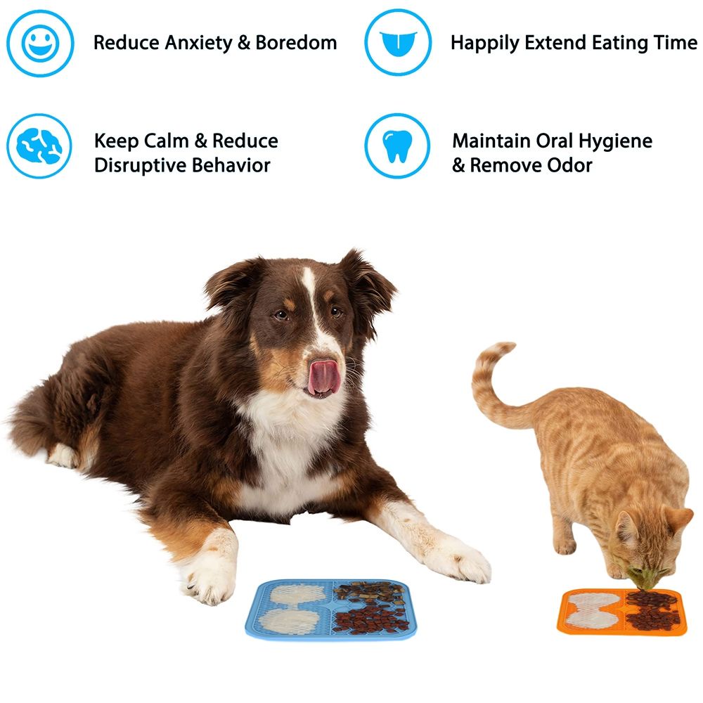 ELEGANT With Suction Cup Pet Slow Food Mat Food Grade Slow Food Bowls Dog Food Feeding Mat For Dog Cat Pet Anxiety Relief Silicone Durable Dispensing Tools Pet Lick Pad/Multicolor