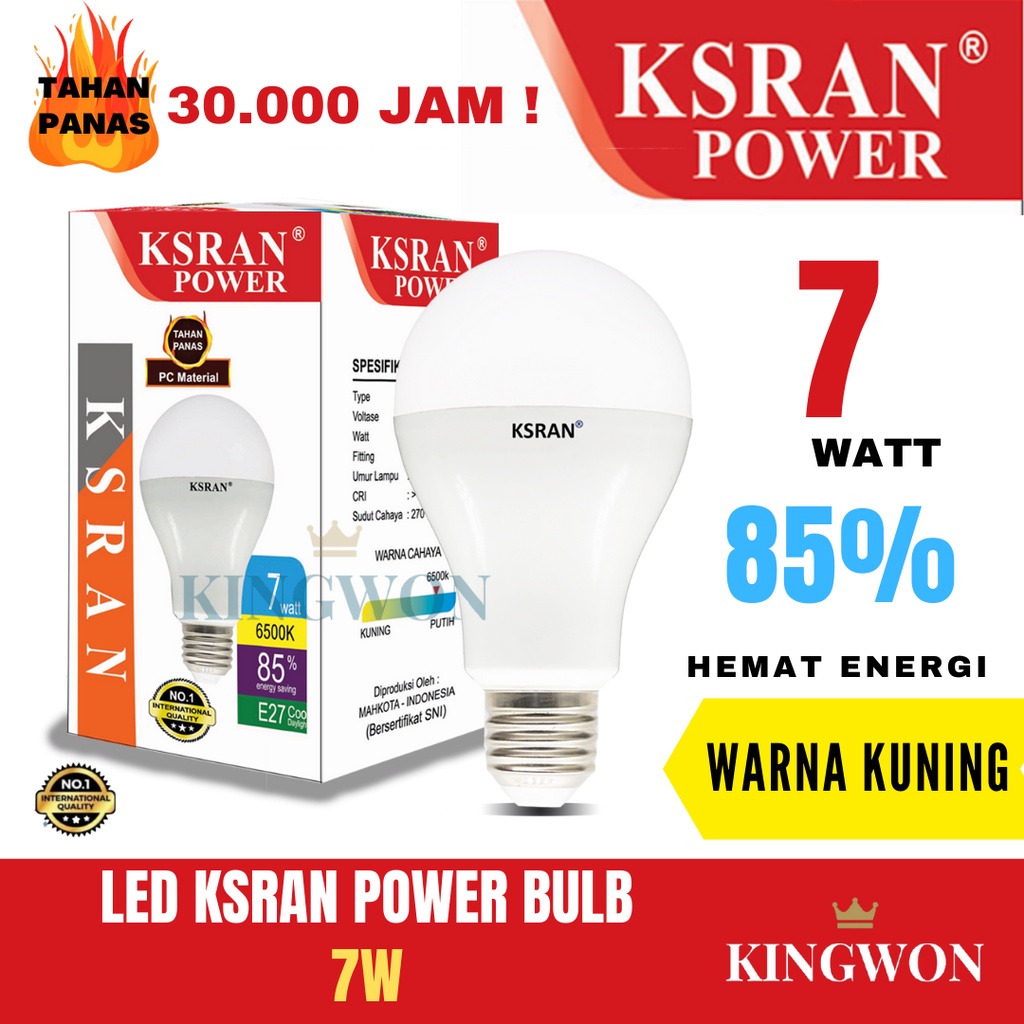 KSRAN Lampu LED 7 watt POWER - Kuning BULB