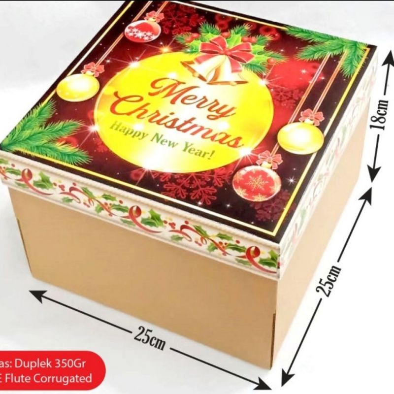 

box dus kue natal uk 25x25x18cm