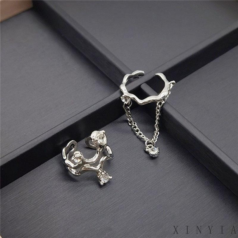 2pcs Cincin Model Gelombang Tidak Teratur Adjustable Untuk Wanita