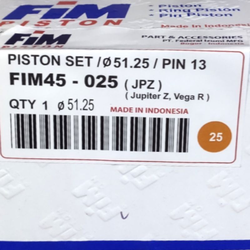 Piston seher kit jupiter z vega r new oversize 25 fim