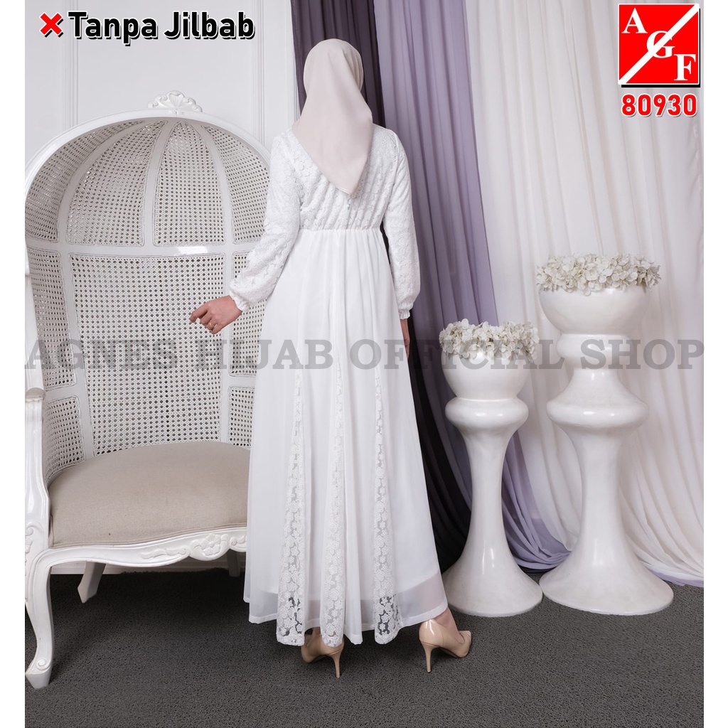 Agnes Baju Gamis Wanita Brukat / Dress Brukat Lebaran Umroh Haji / Busana Muslim Wanita 80930-3