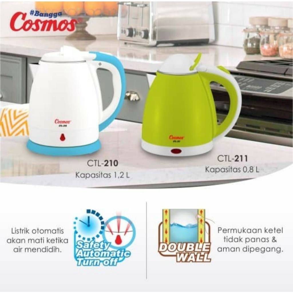 Teko Listrik Cosmos CTL 211 0,8 L Electric Kettle Cosmos 211 Teko Air Panas Cosmos CTL-211