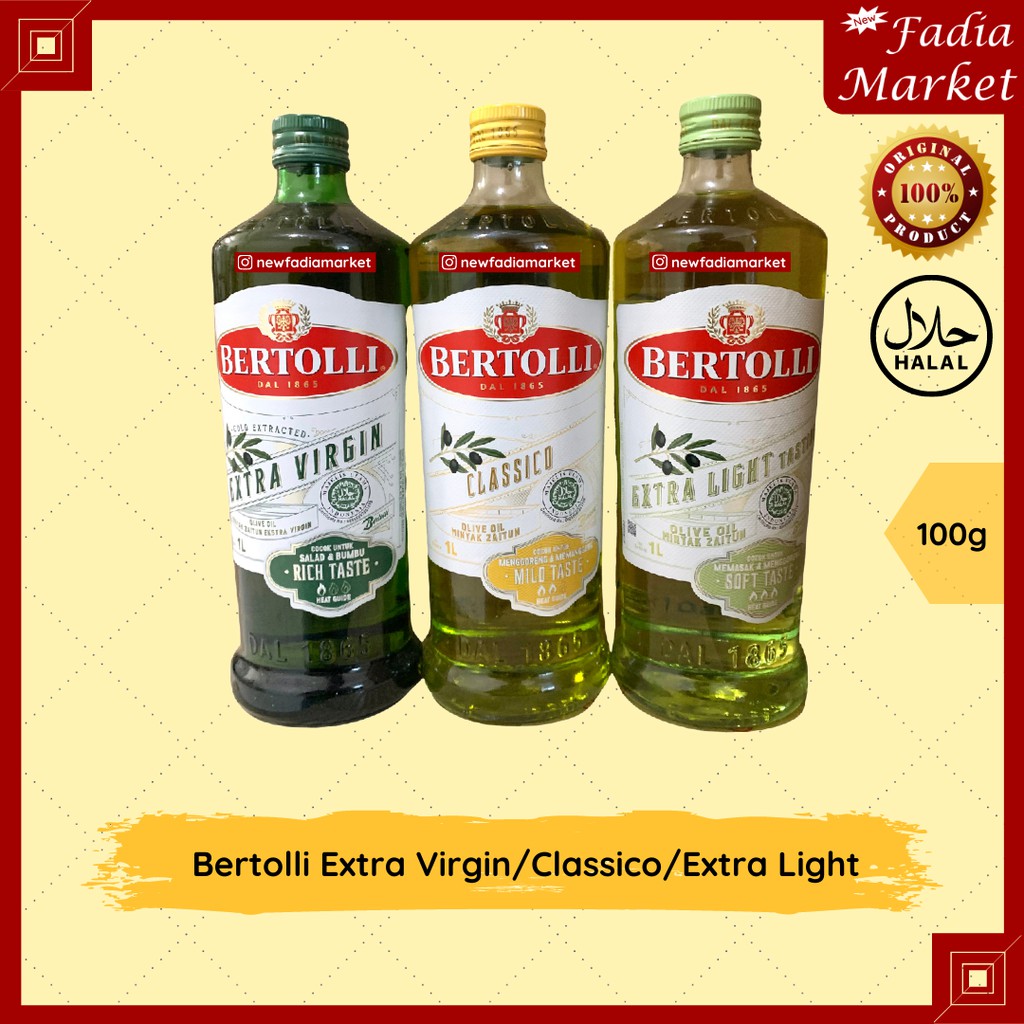 

Bertolli Olive Oil (Minyak Zaitun) 1 Liter Extra Virgin/Classico/Extra Light
