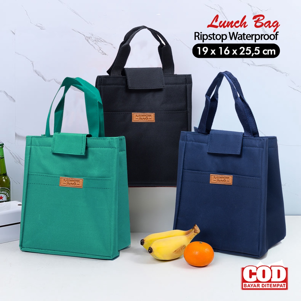 Tas Bekal Makanan Lunch Bag Polos Perekat Cooler Bag Aluminium Foil Lunch Box Set Tempat Kotak Makan