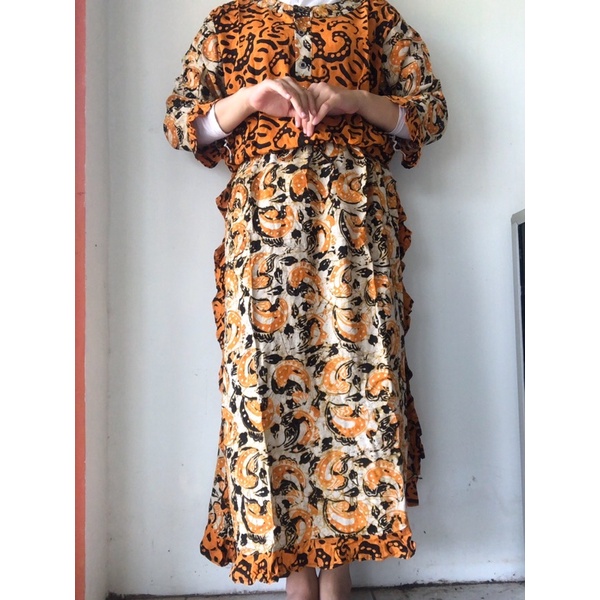 daster wanita panjang//daster batik lengan panjang//long dress