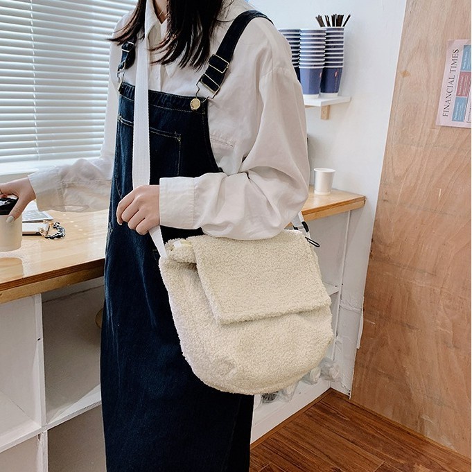 TM-84 tas selempang canvas simple kampus sekolah import korea jepang