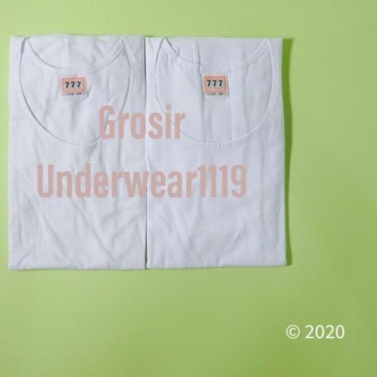 ➺ kaos oblong pria 777 polos Size 44-46-48 - Putih, 46 ✿